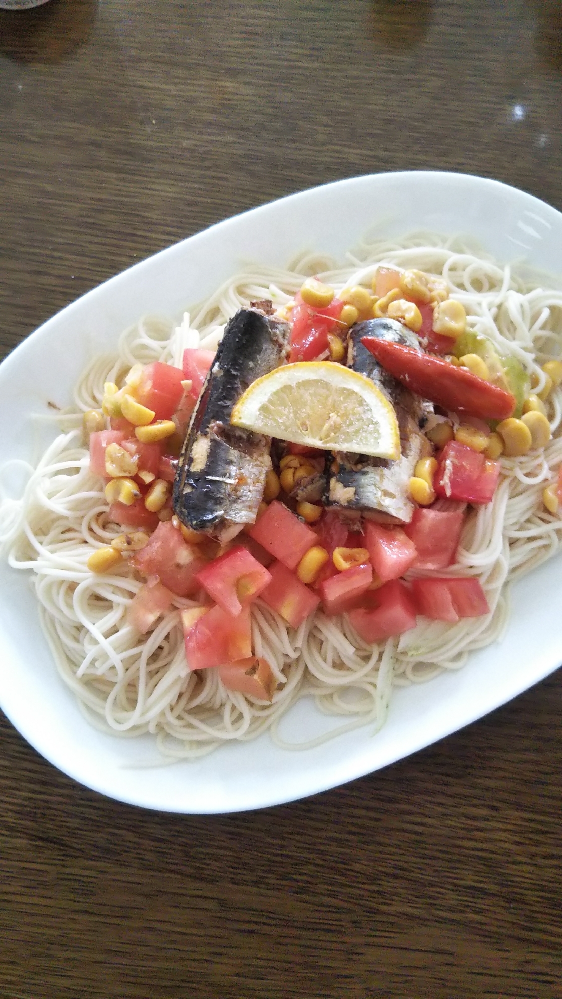 そうめん☆トマトといわしオイル漬