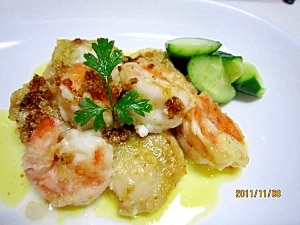 不意の来客に 海老と貝柱のガーリックソテー レシピ・作り方 by