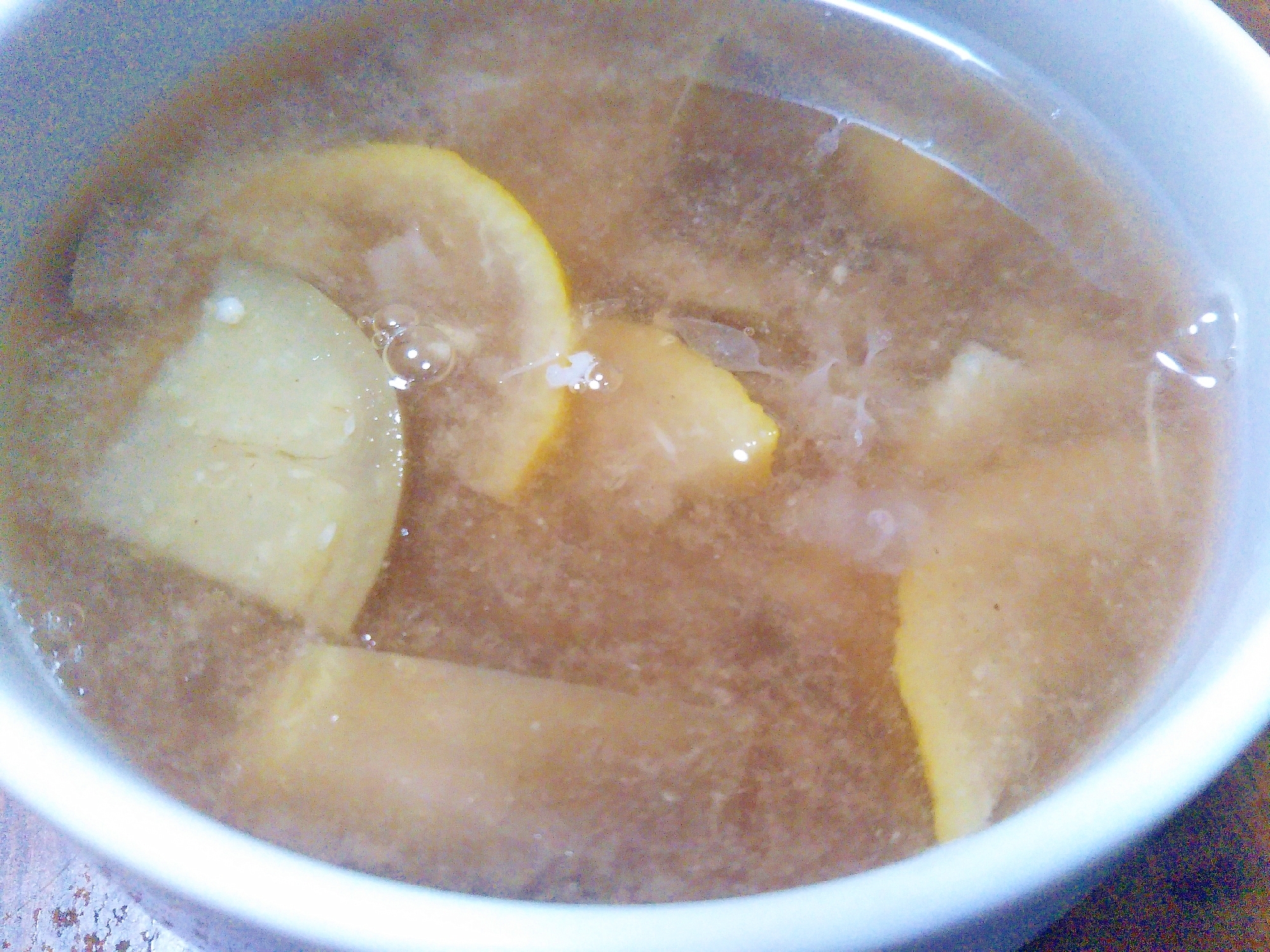 ナス&柚子の生姜入り味噌汁