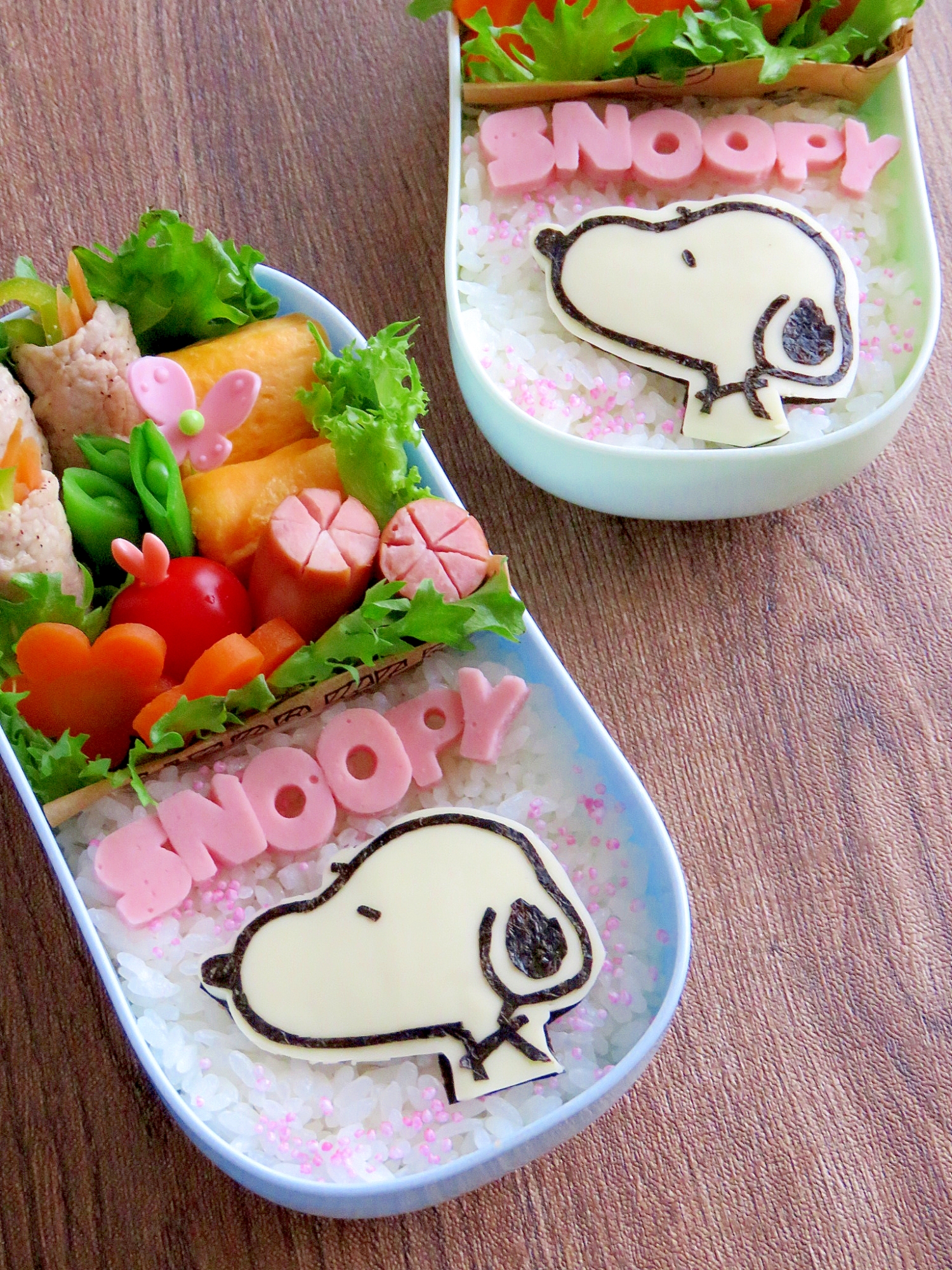 簡単海苔アート☆キャラ弁　スヌーピーのお弁当♪