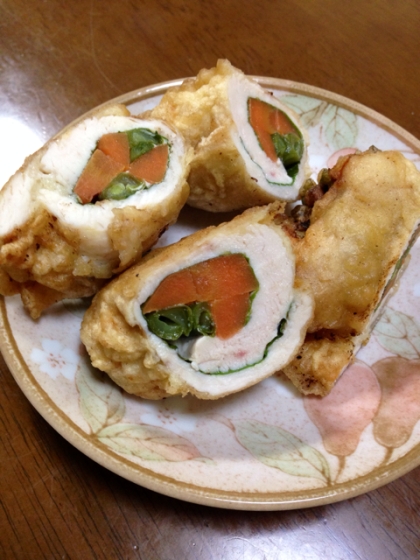 鶏ささみの野菜巻き天ぷら
