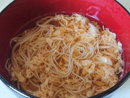 白菜と長ねぎでかきたまにゅうめん！