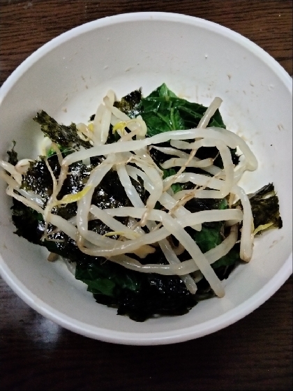 レンジで！もやしと小松菜の海苔和え