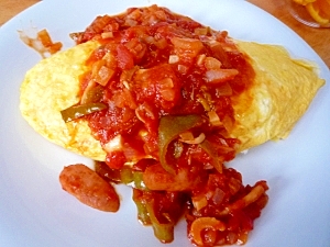 夏野菜たっぷりトマトソースでオムライス レシピ 作り方 By セレナまま 楽天レシピ