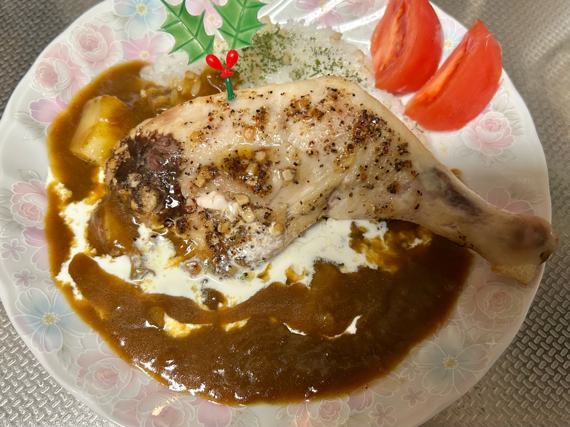 ＊クリスマスの骨付チキンカレー＊