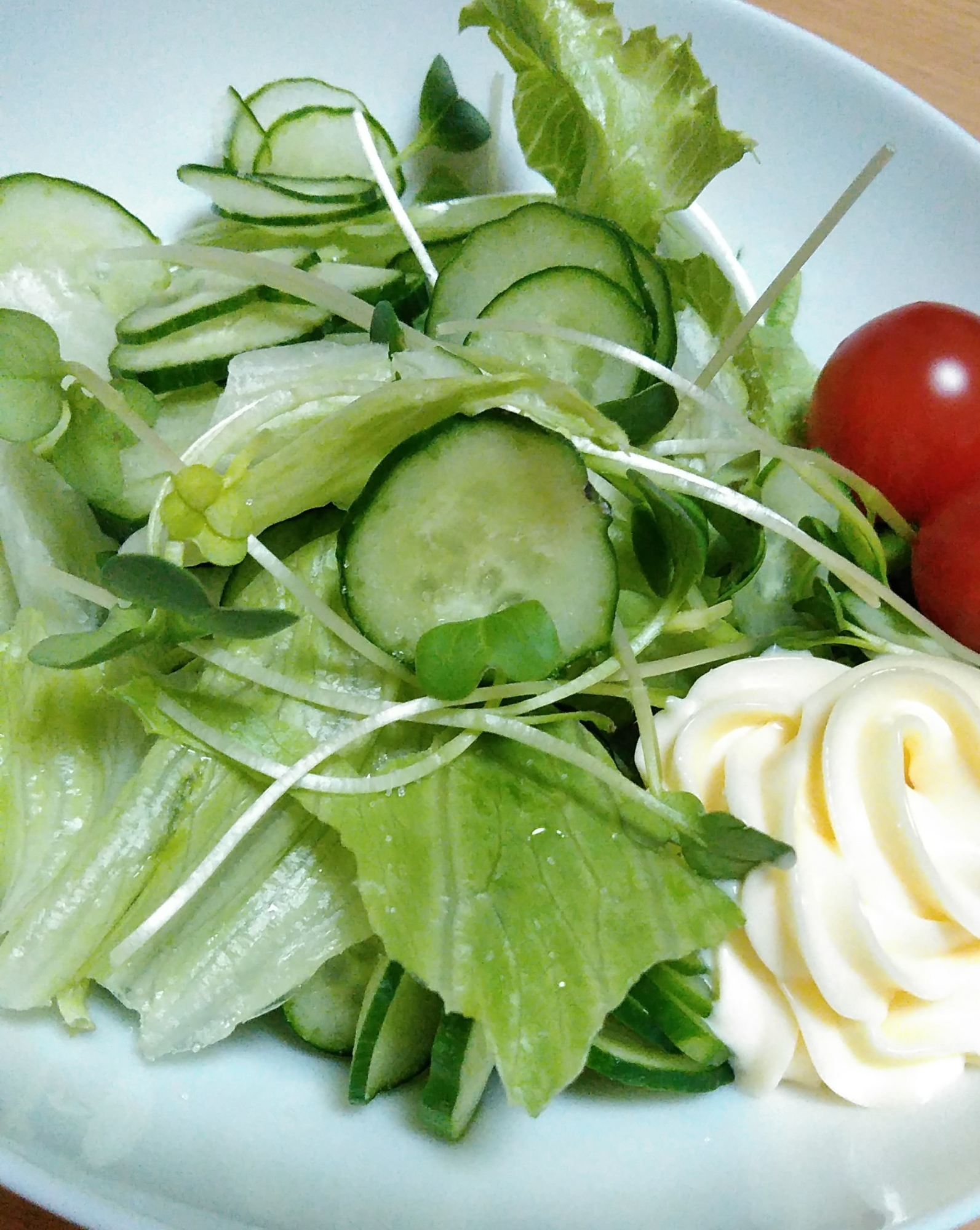緑の野菜とトマトのサラダ