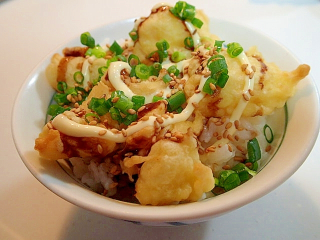 中濃ソ一ス/マヨで　イカの天ぷら丼