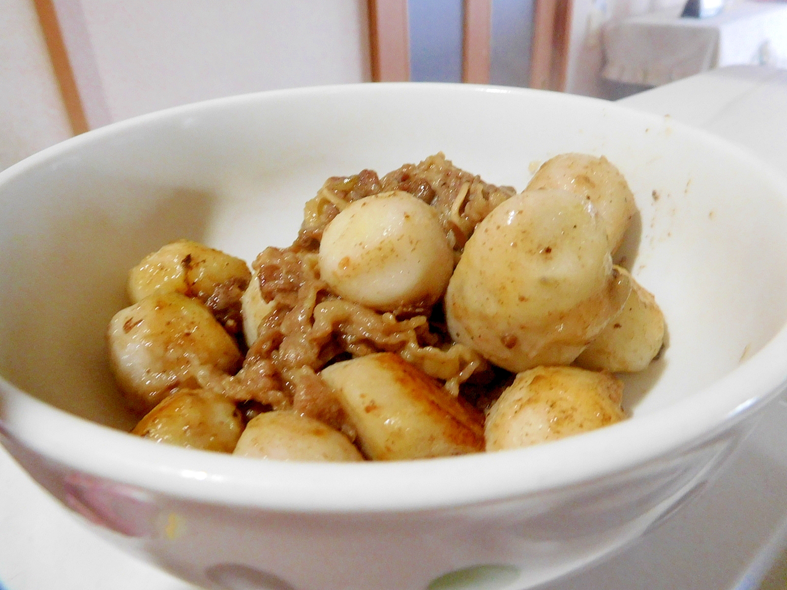 牛丼リメイク～フライド里芋との炊き合わせ～