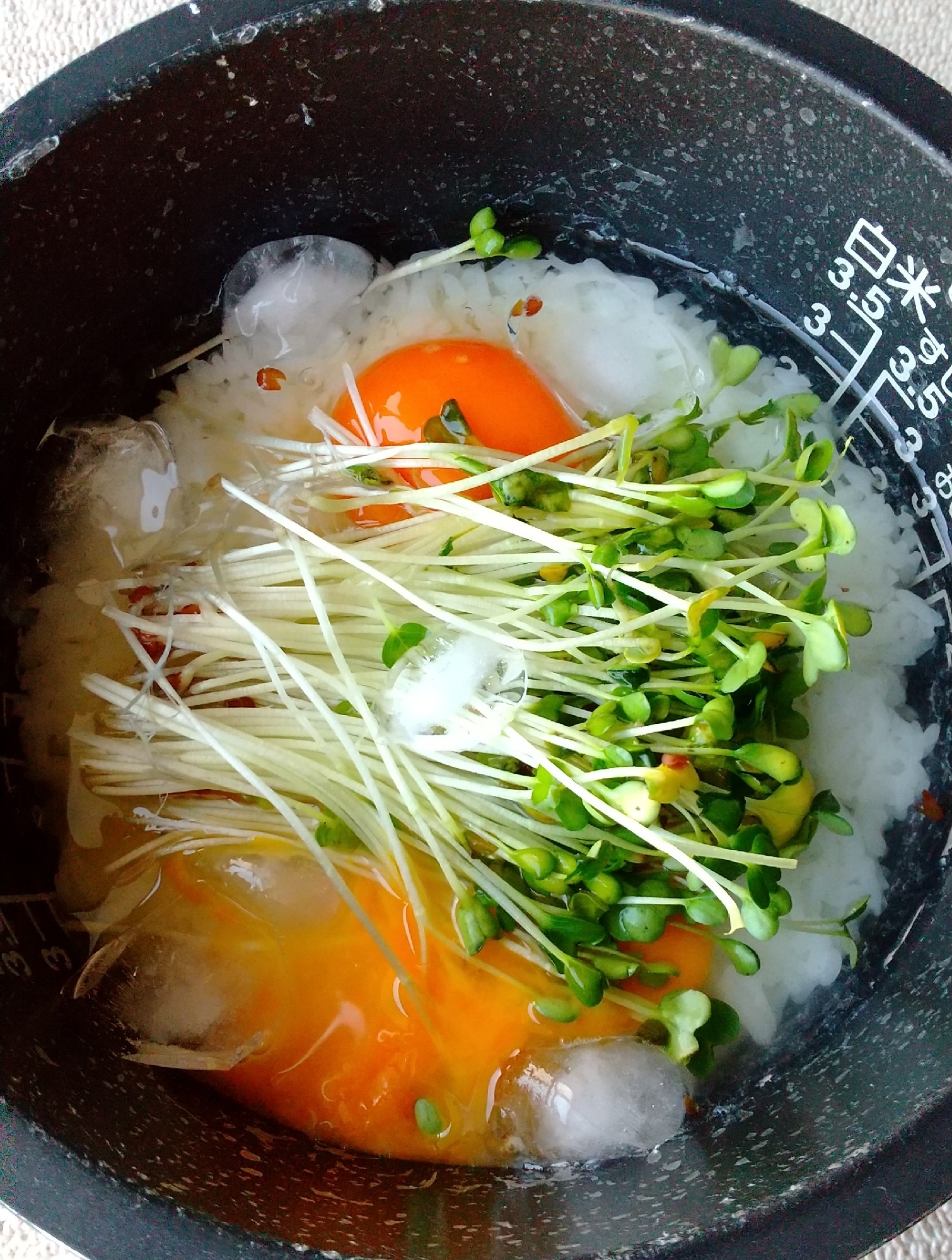 炊飯器でかいわれ大根茶漬け