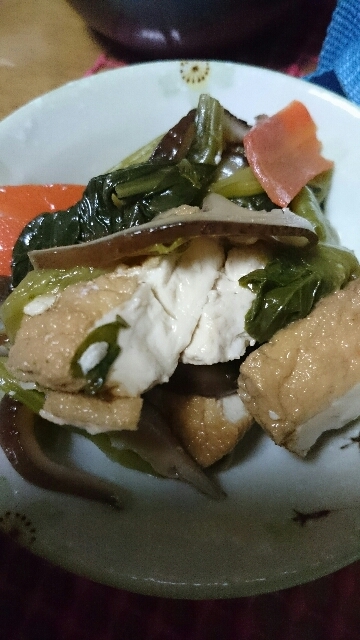 小松菜と厚揚げの炒め煮