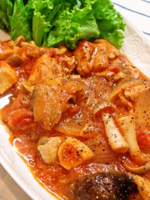 圧力鍋で簡単♪チキンのトマト煮込み
