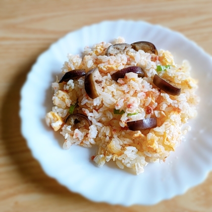 さけちりめんと茄子とピーマンの炒飯