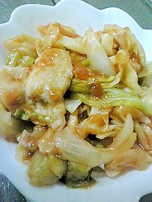 レンジでポン酢を使った揚げない酢豚風野菜炒め