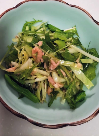 ミニセロリとサラダ水菜のツナマヨサラダ