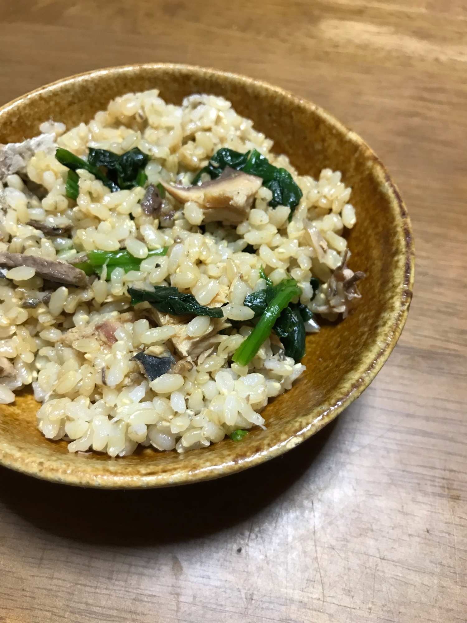 さばとほうれん草の炊き込みご飯