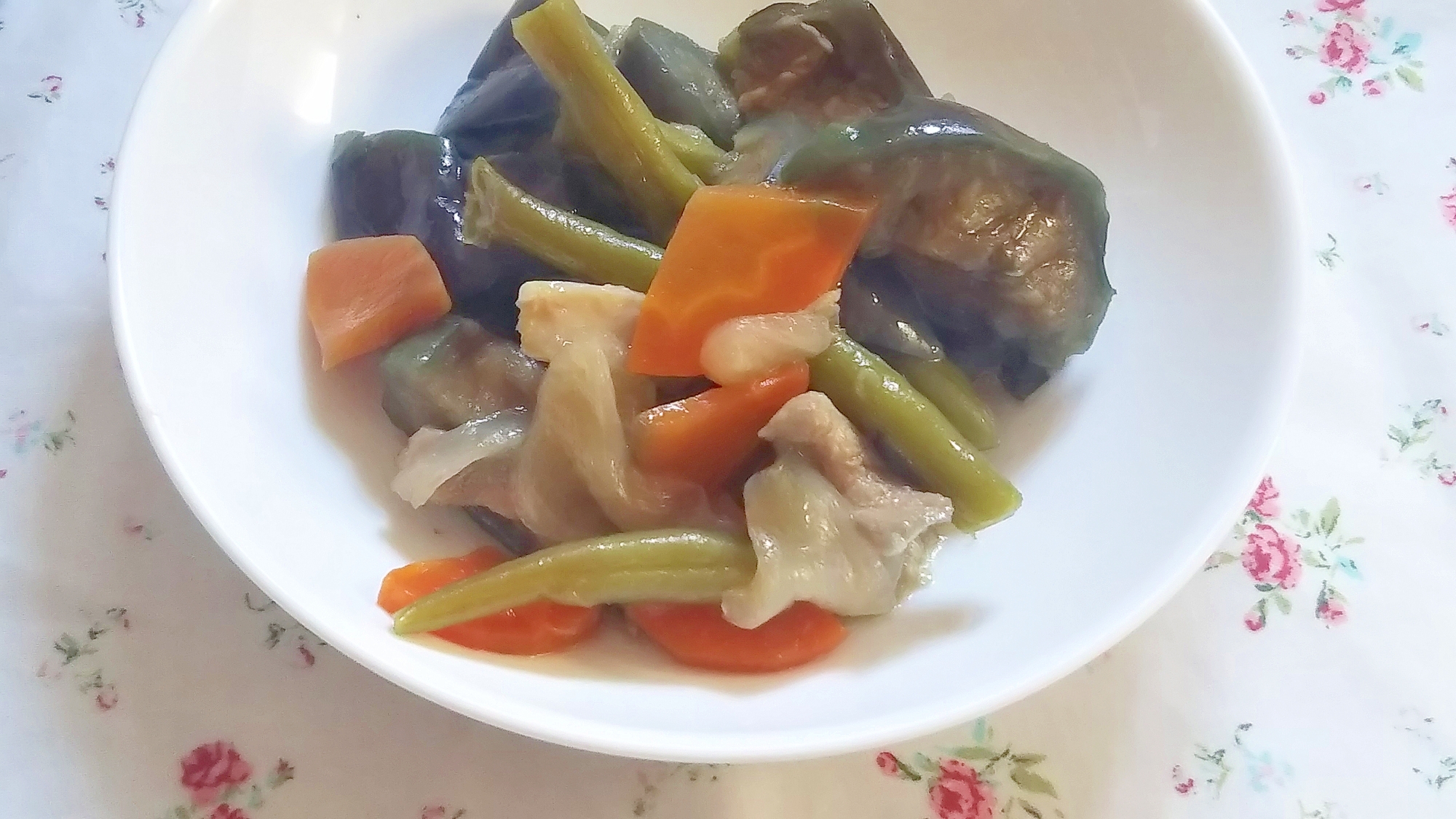 めんつゆで簡単！なすと彩り野菜の煮物