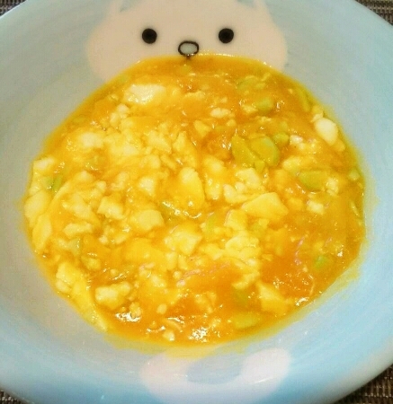 【離乳食中期】枝豆とかぼちゃと豆腐のとろとろ