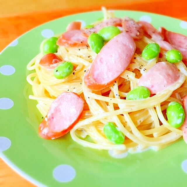 フライパン１つでOK♪♪ワンパン料理!!枝豆パスタ