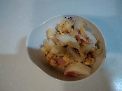 ベーコンと長芋の半熟卵炒め