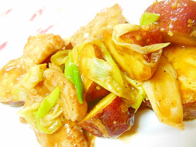 タンドリー味❤豚バラ肉と薩摩芋のスパイス炒め❤