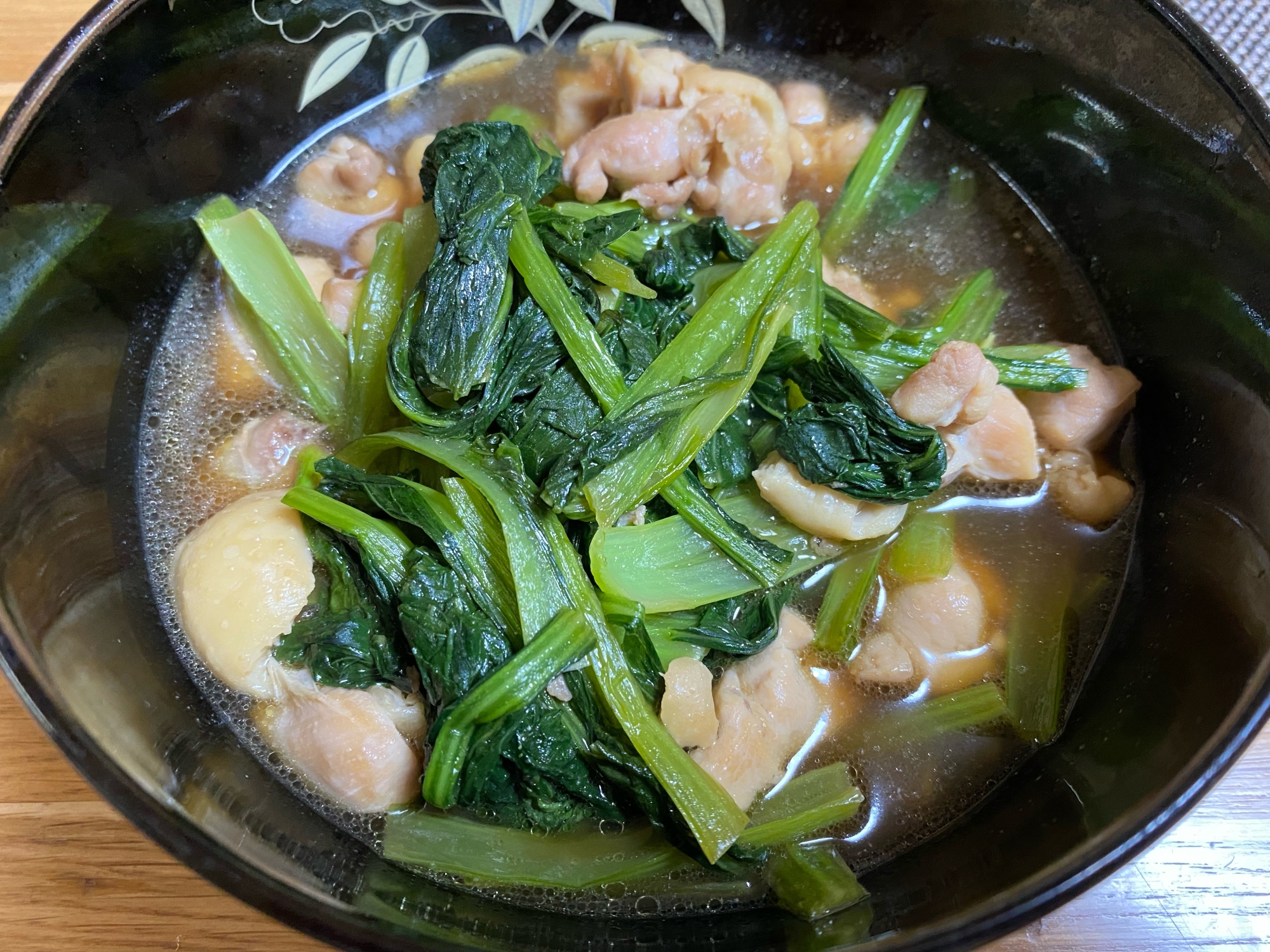 小松菜と鶏もも肉の煮浸し