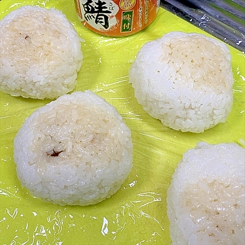 偉いぞサバ缶っ！それだけで栄養満足おにぎりさんっ♪