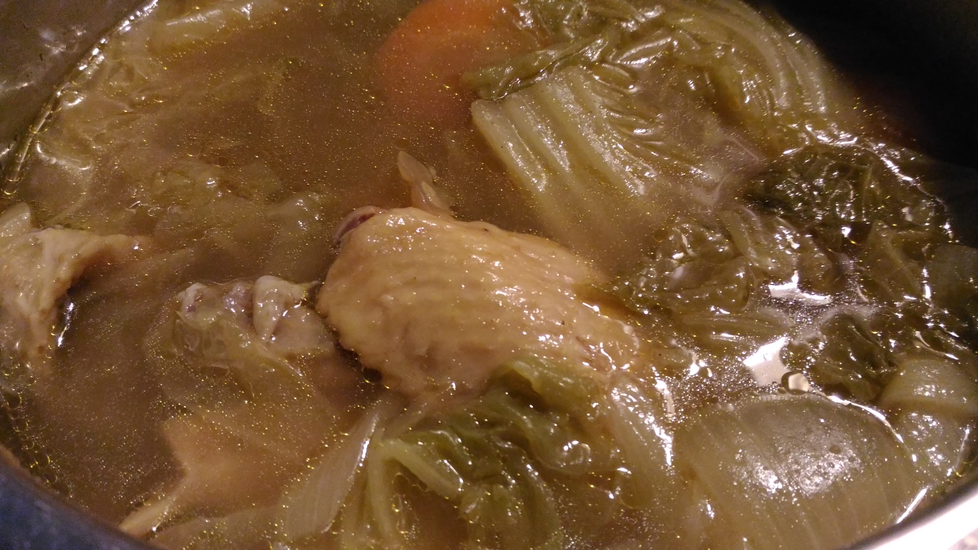 白菜と手羽先のカレースープ