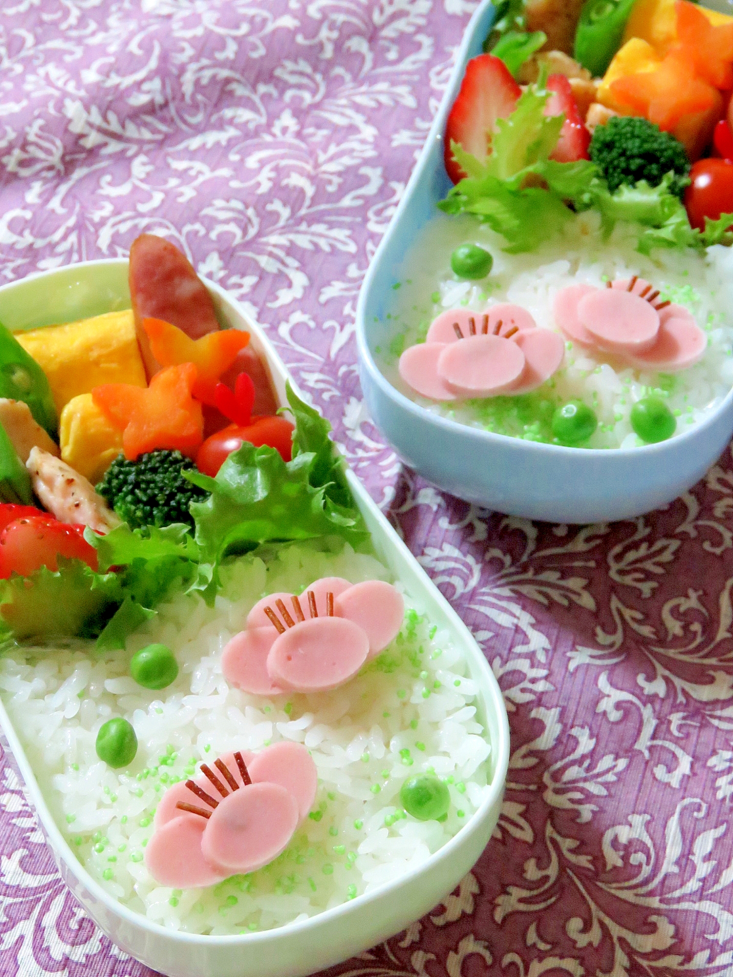 簡単キャラ弁☆魚肉ソーセージＤＥ梅の花のお弁当♪