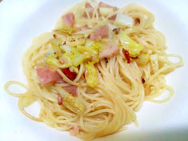 ベーコンと白菜のスパゲッティ/ピリ辛