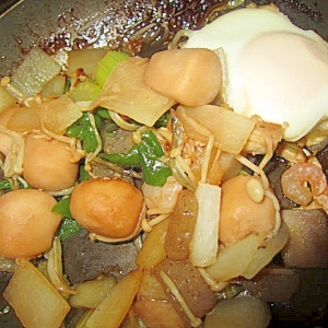 大根里芋蒟蒻ピーマン味醂醤油煮