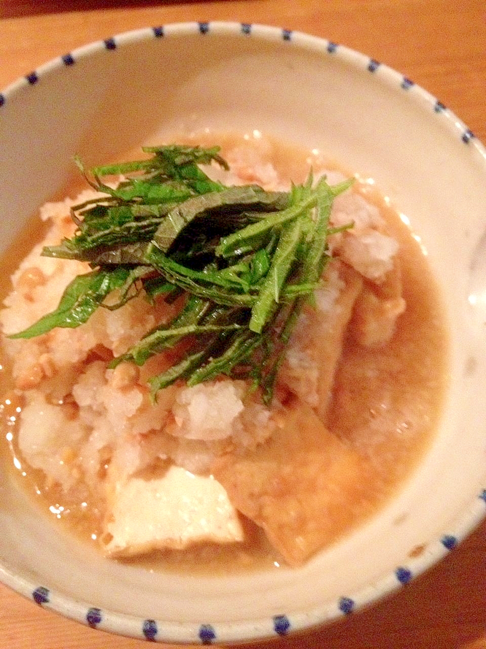 厚揚げの納豆おろし煮　大葉添え