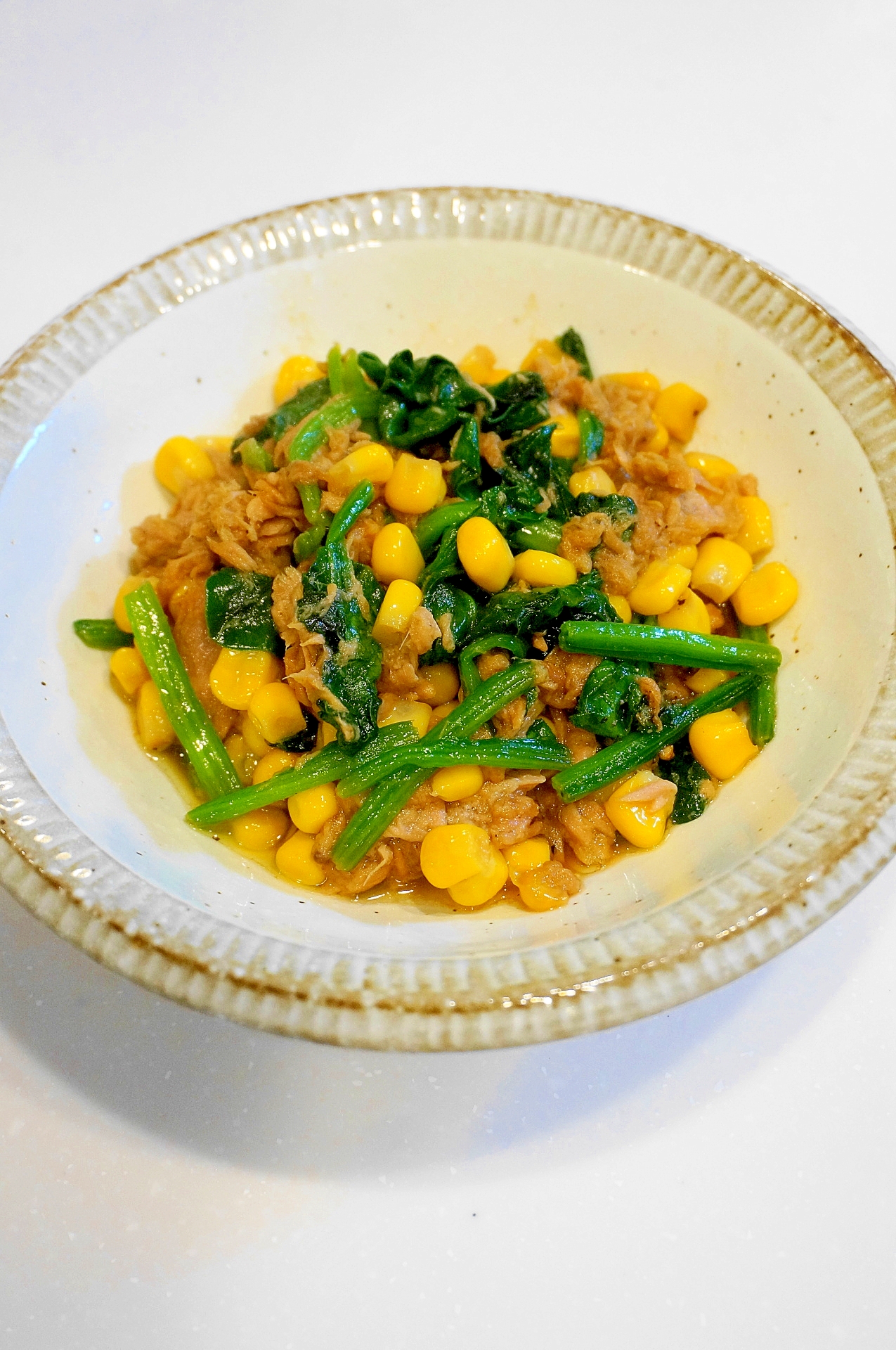 時短夕飯 ほうれん草とツナとコーンのバター炒め レシピ 作り方 By Oppeke22 楽天レシピ