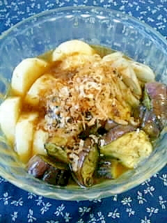 めんつゆで簡単おかず☆長芋と茄子の焼き浸し