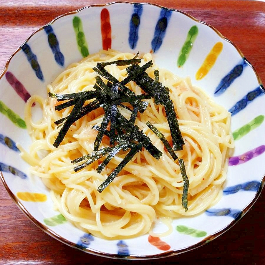 レンジでパスタ一人分♪明太子パスタ