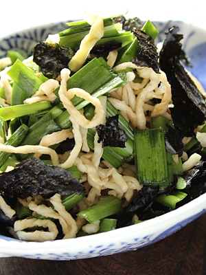 有機切り干し大根と生にらの海苔和え