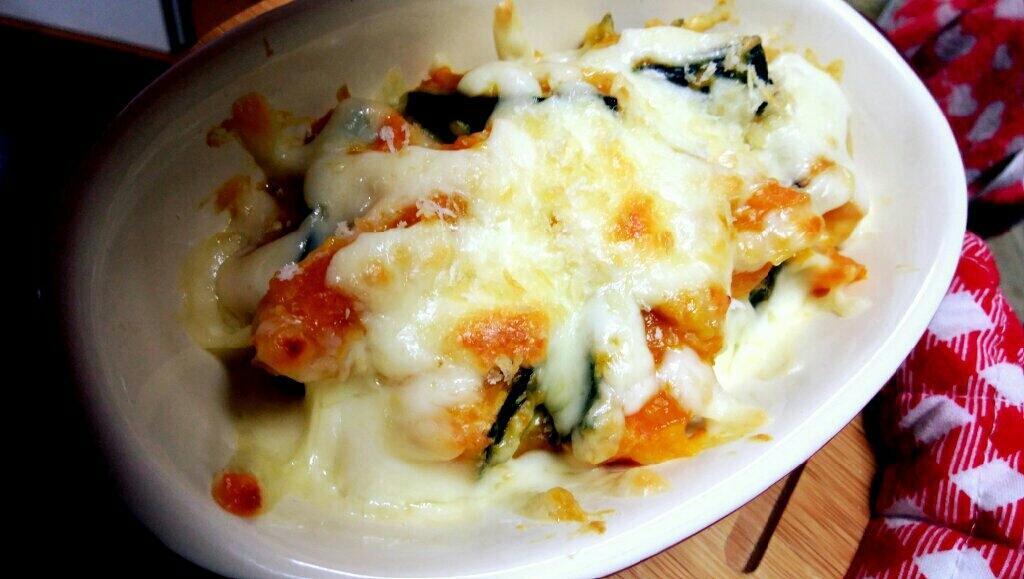電子レンジで時短 かぼちゃとチーズのグラタン