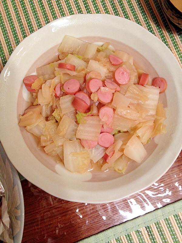 白菜とソーセージのポン酢煮