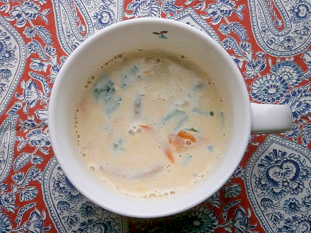 小松菜・しめじの豆乳スープ