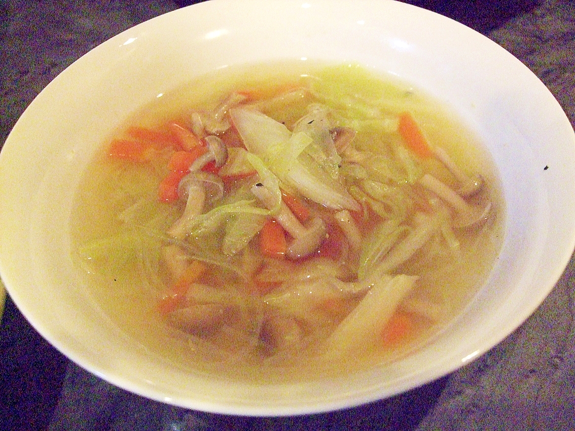 おかずスープ☆野菜ときのこの春雨スープ