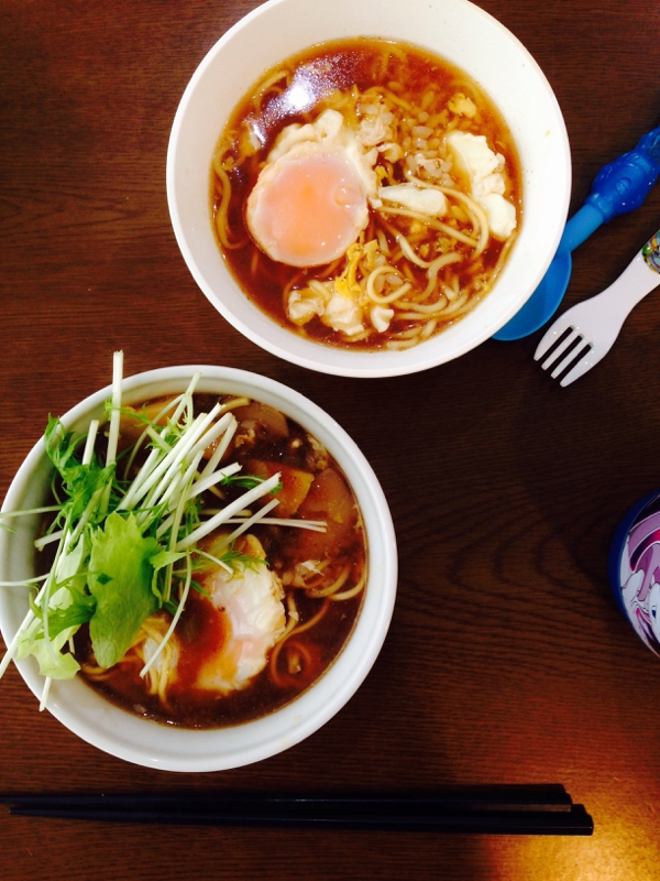 春休みのランチに♪親子でにっこりたまごラーメン