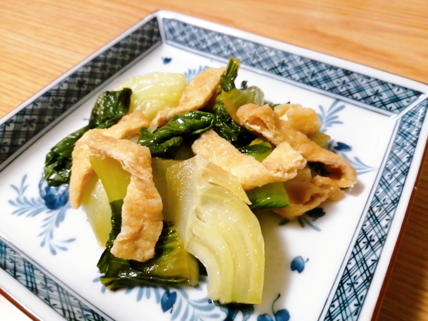 レンジで☆チンゲン菜と油揚げの煮浸し