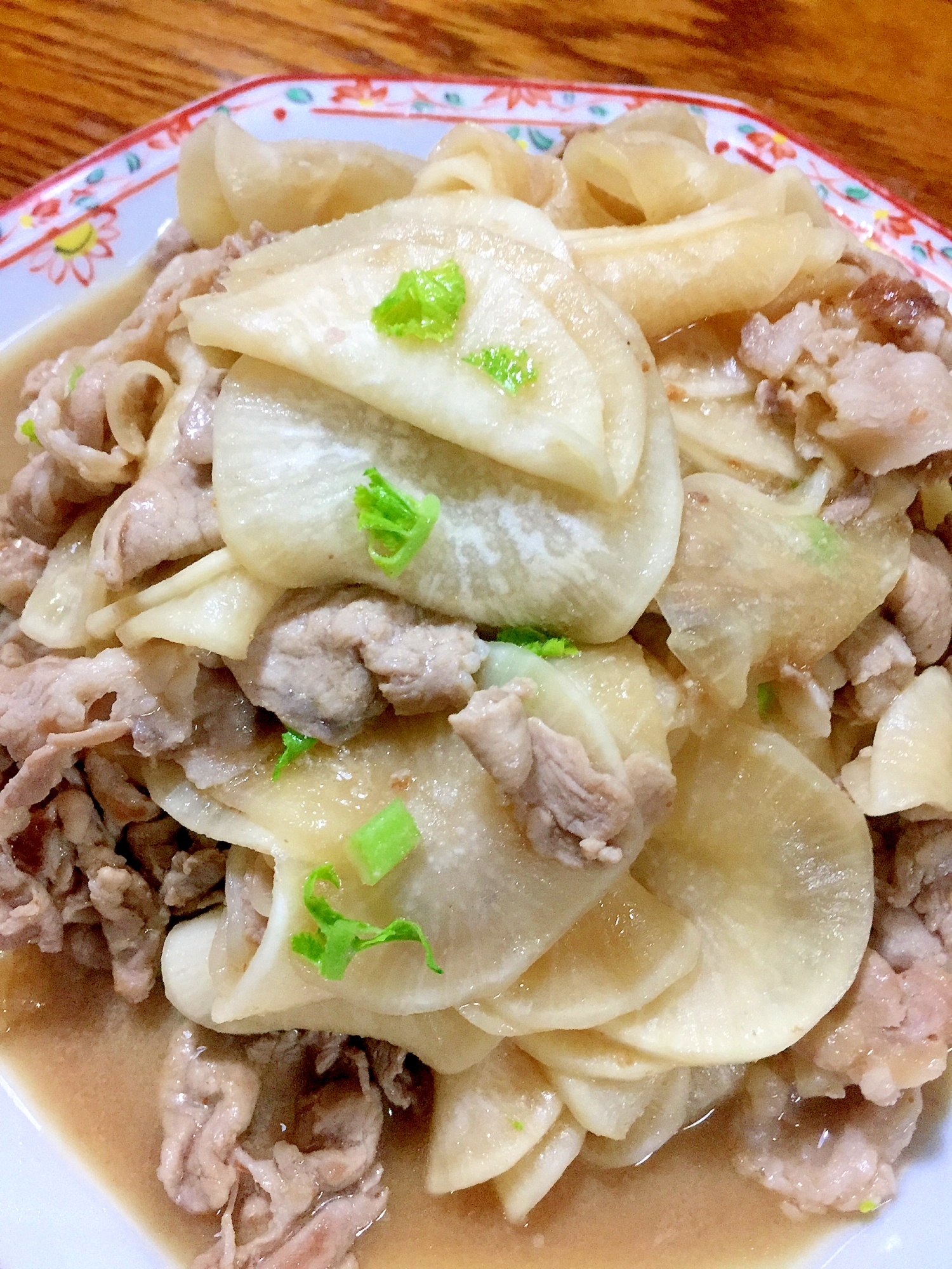 スライス大根とこま肉の炒め煮