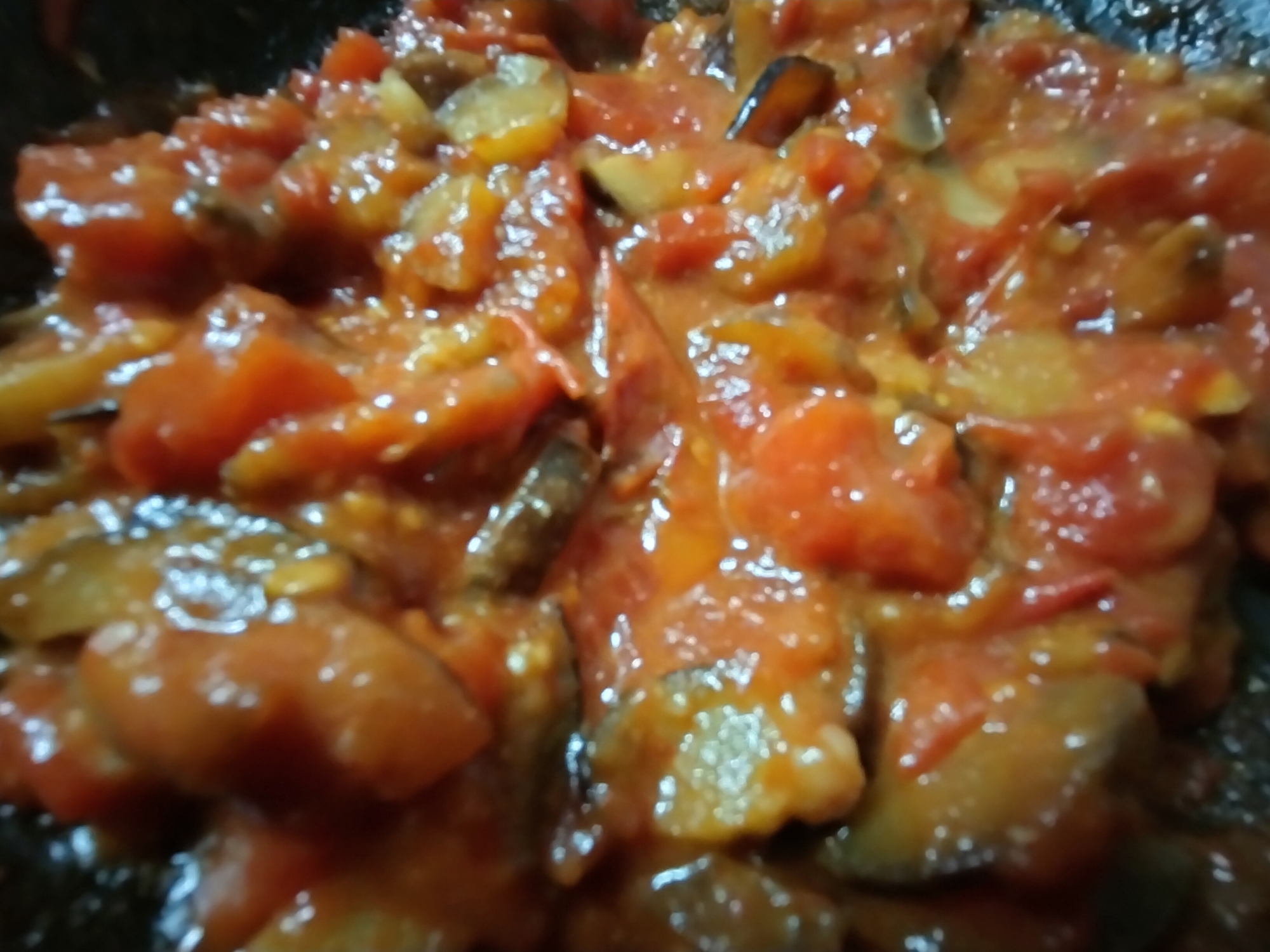 茄子とトマトの蜂蜜味噌炒め