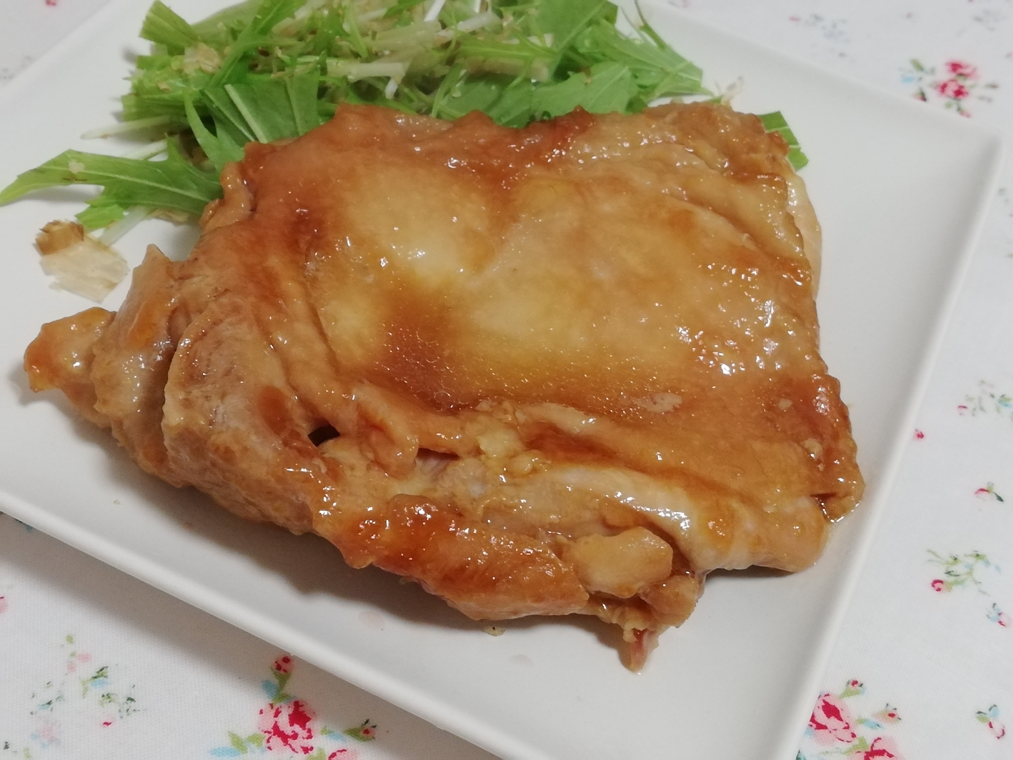 レンジで簡単ヘルシー♪鳥もも肉で照焼チキンステーキ