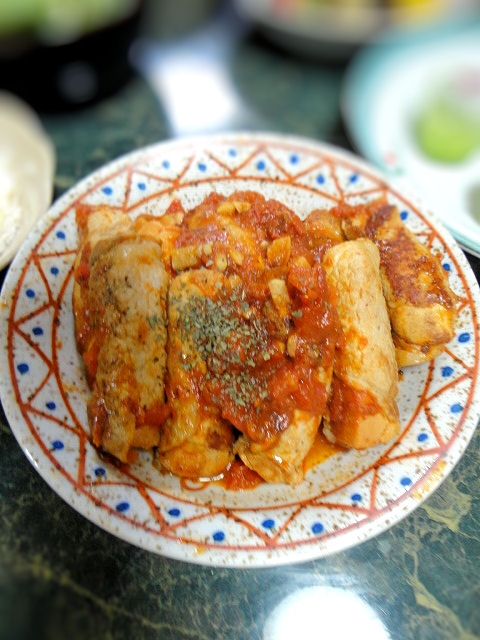 肉巻き高野豆腐のイタリアントマト煮 レシピ 作り方 By すいかサマ 楽天レシピ