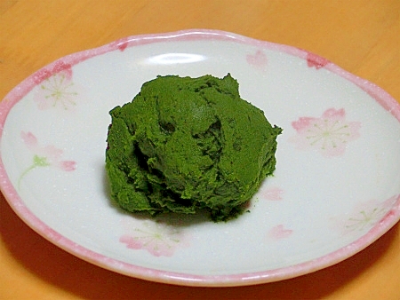 白花豆の煮物で抹茶あん！