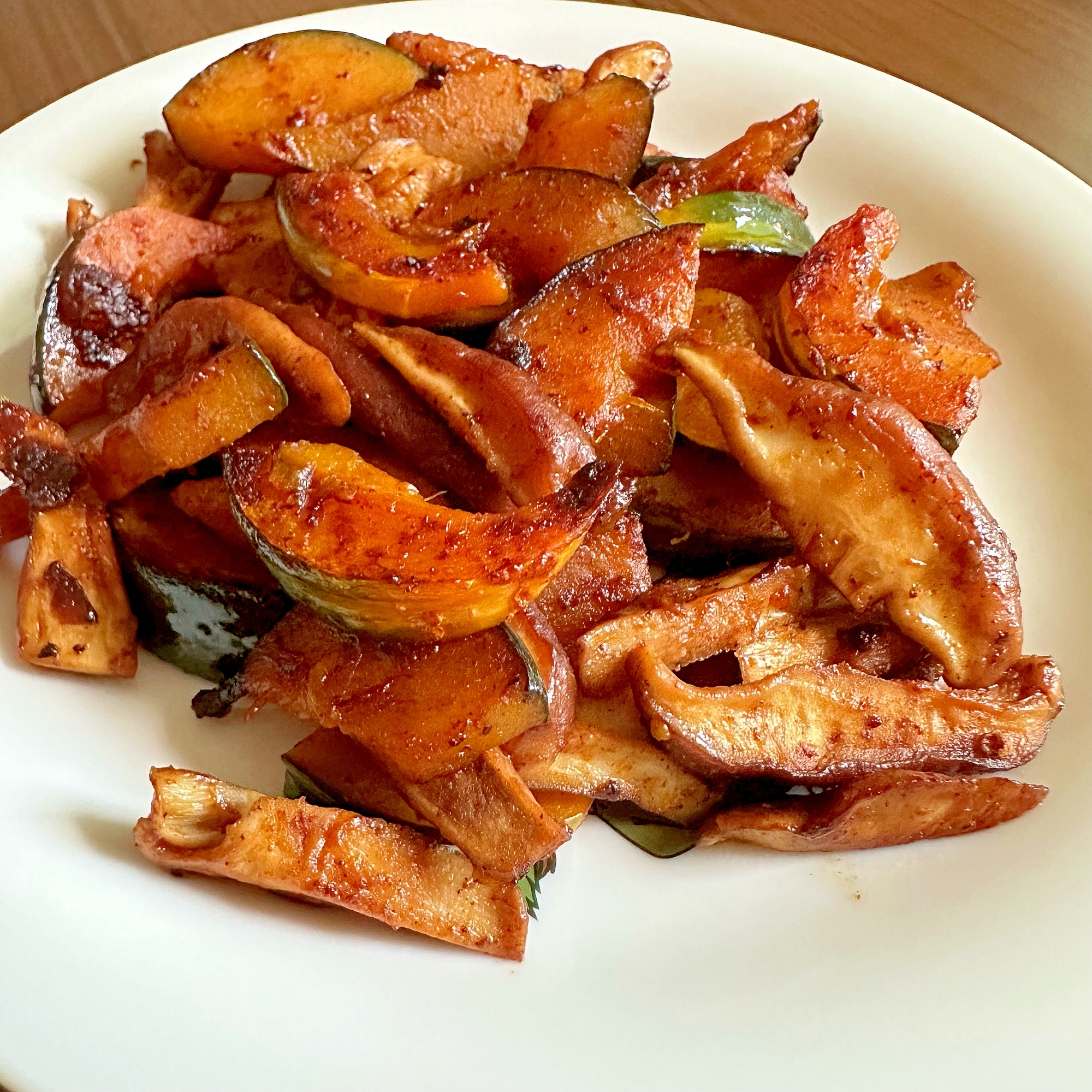 かぼちゃとしいたけのしょうゆ焼き