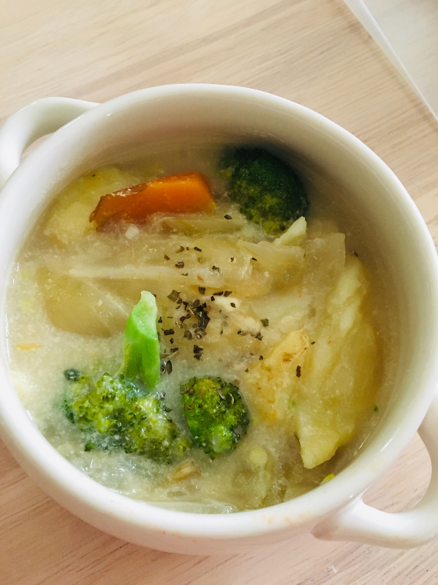 ホタテと野菜たっぷり豆乳スープ