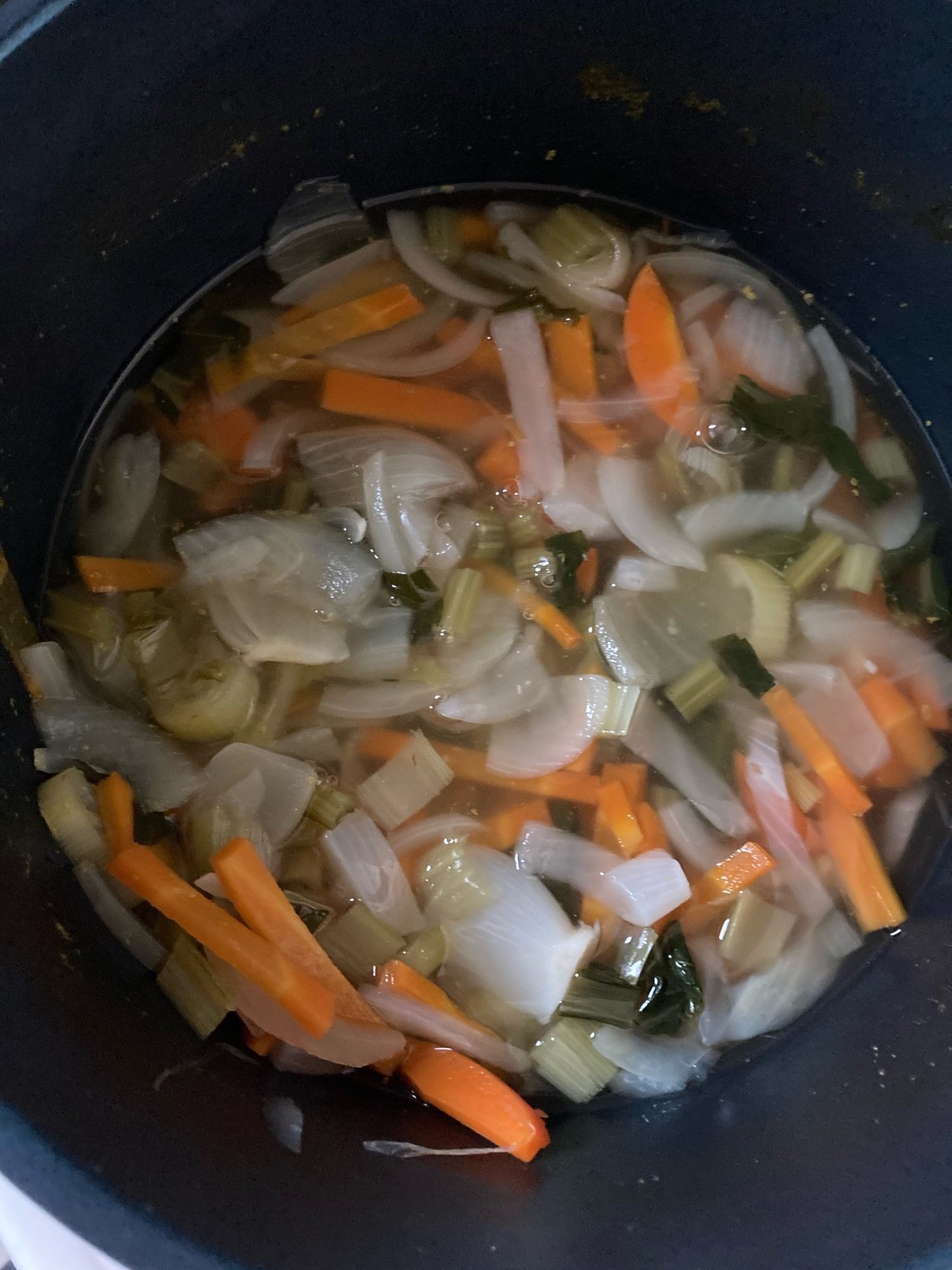 玉ねぎと人参と空芯菜スープ