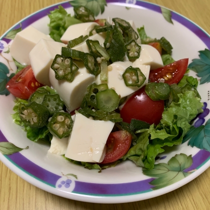 豆腐とトマトおくらのサラダ